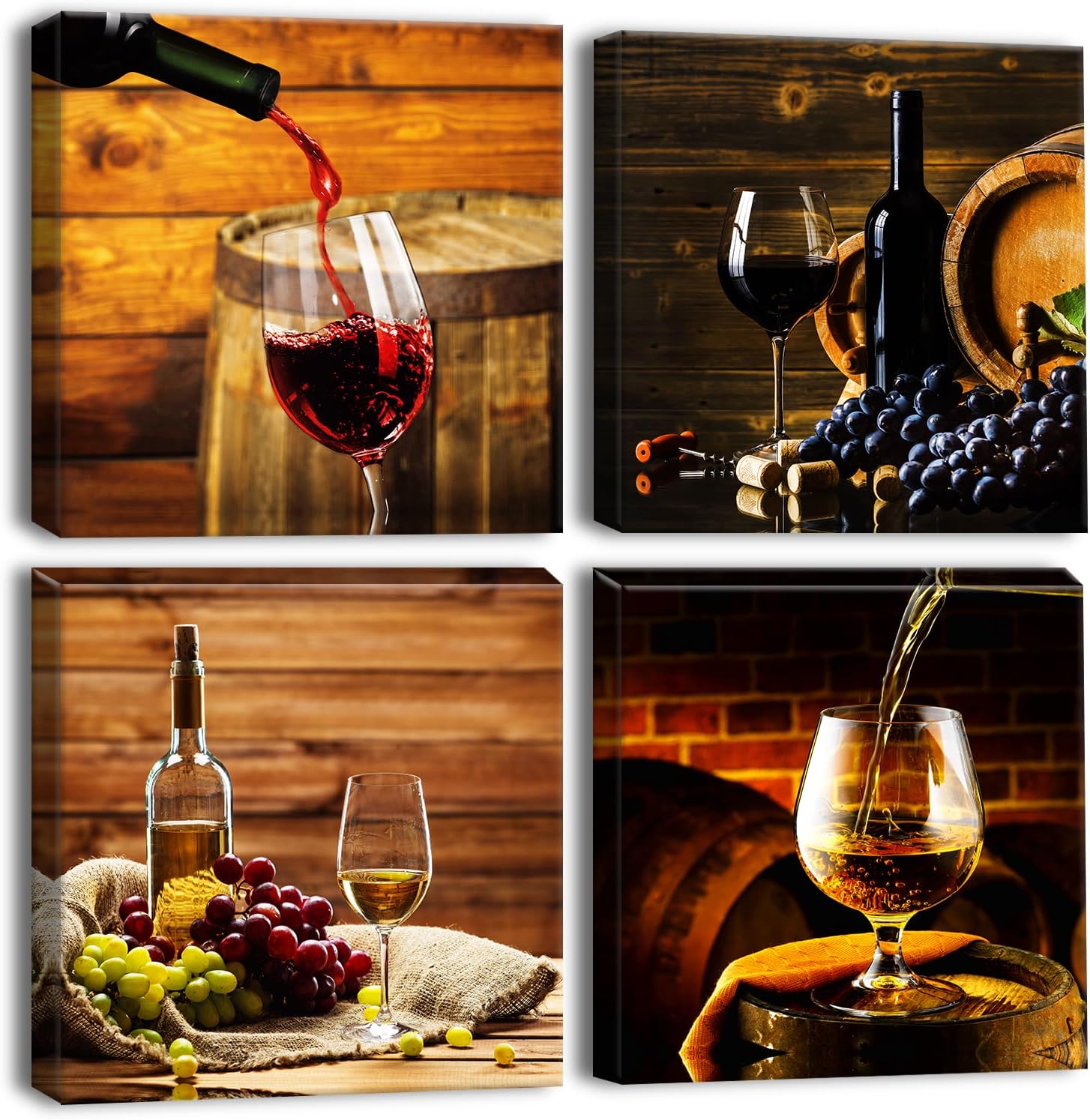 Framed Modern Beige Wall Art — 12" — Romantic Wine