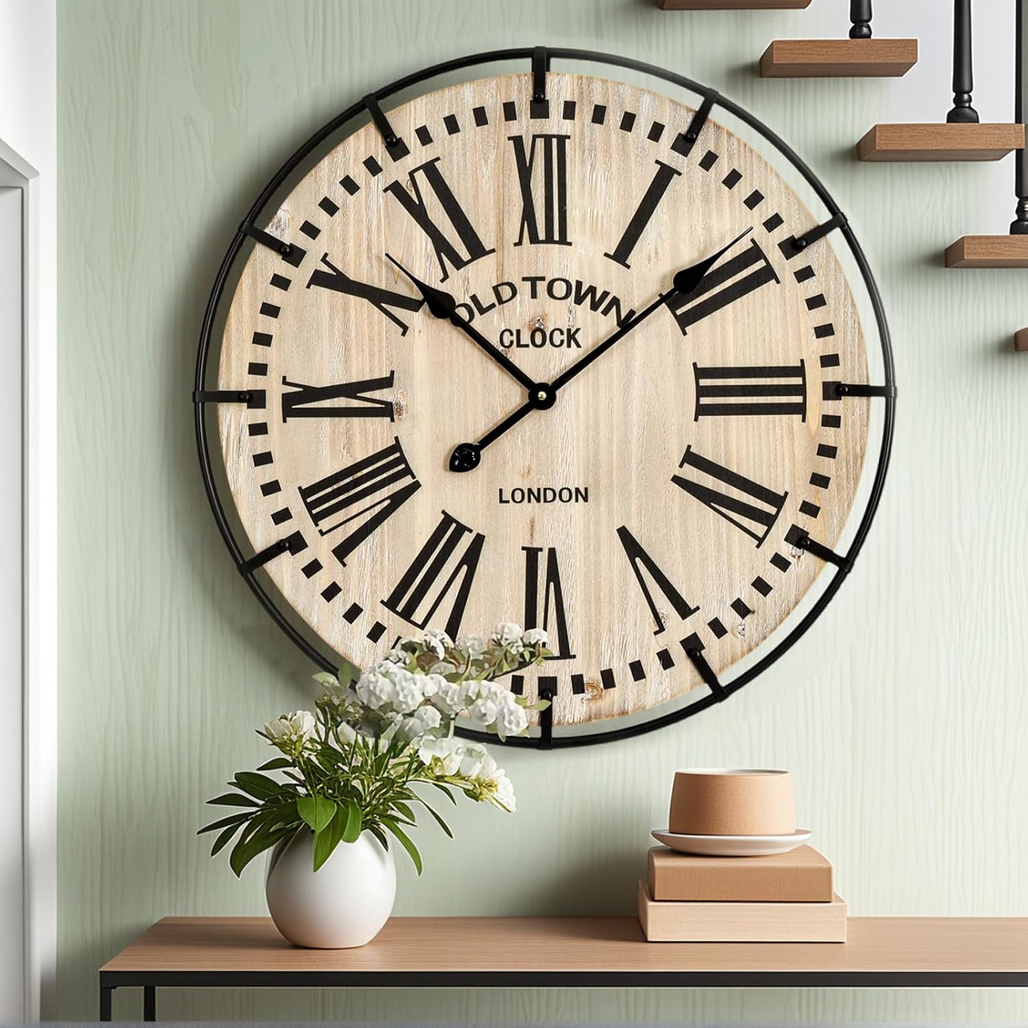 Battery Operated Farmhouse Brown Wall Clock — 30" — Brown