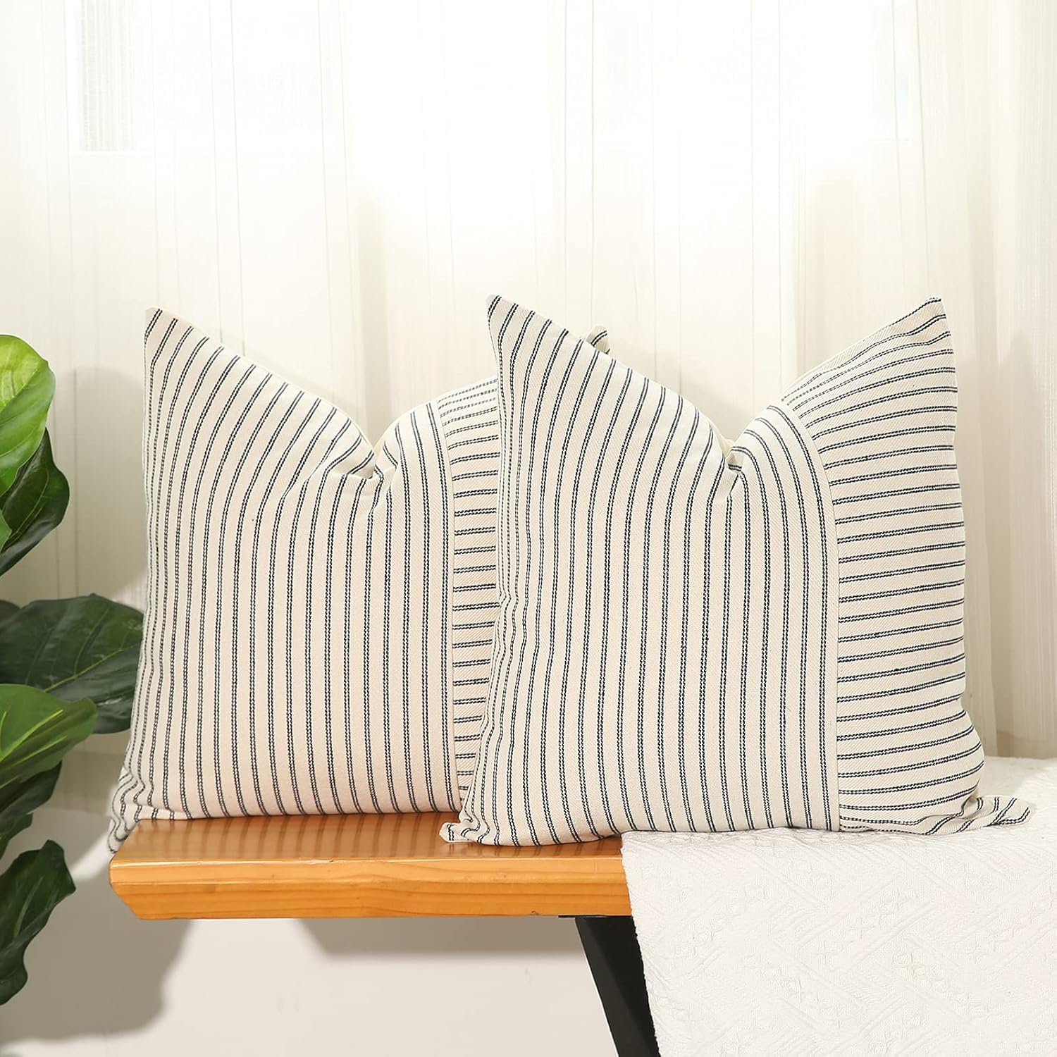 Boho Beige Throw Pillow — 18" — Black
