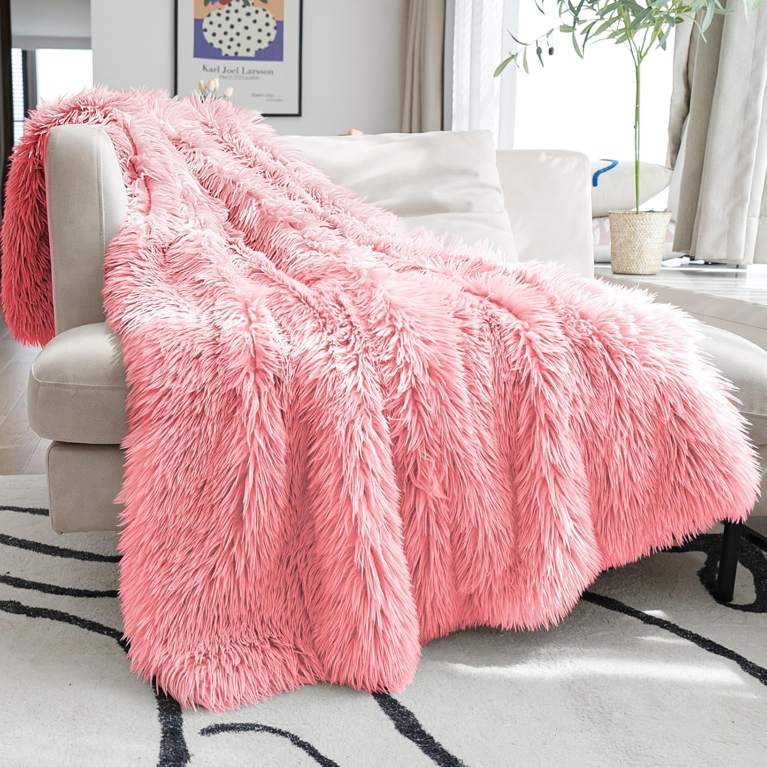 Luxe Black Throw Pillow — 2.8" — Pink