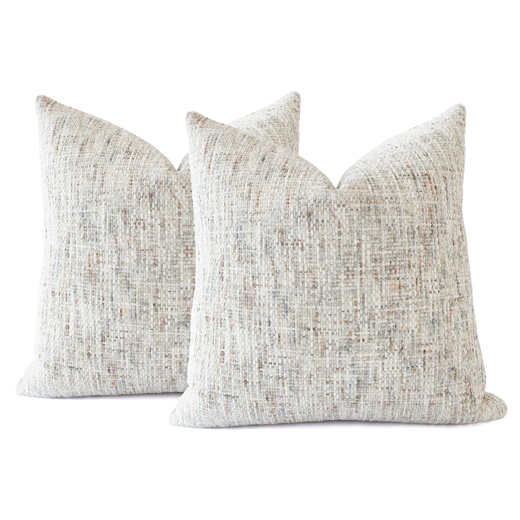 Chenille Boho Beige Throw Pillow Cover — 18"