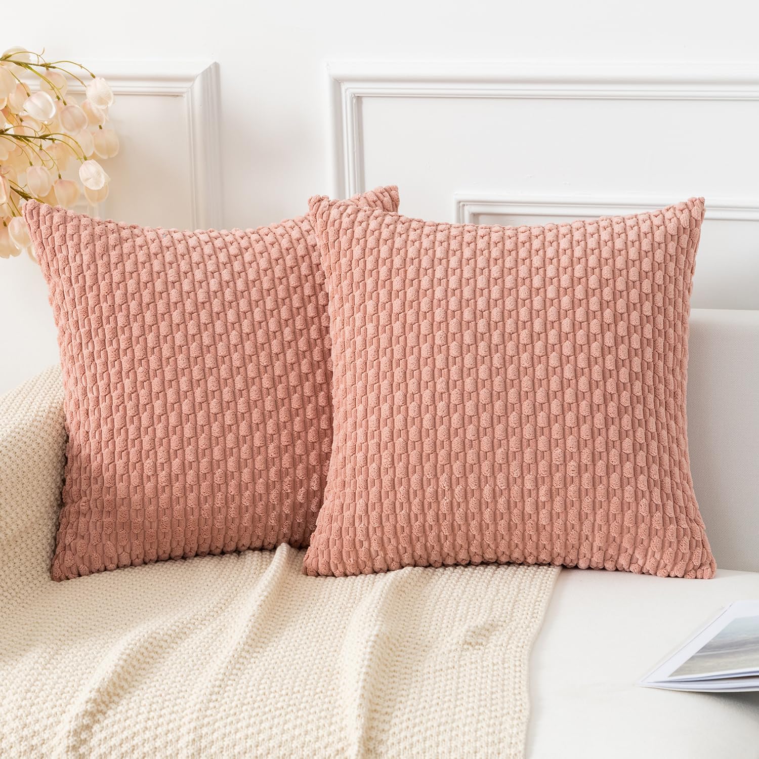 Boho Beige Throw Pillow Cover — 18" — 28" x 28" (Pack of 2)