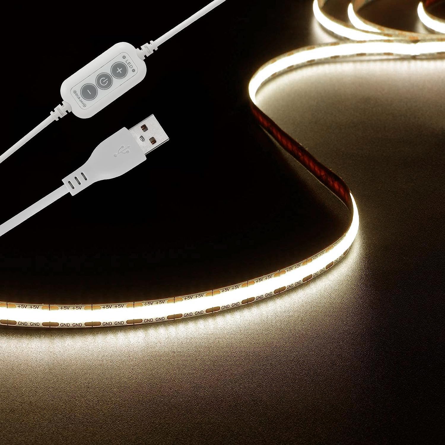USB Metal LED Strip Light — 4.92ft-4000K-USB Dimmer