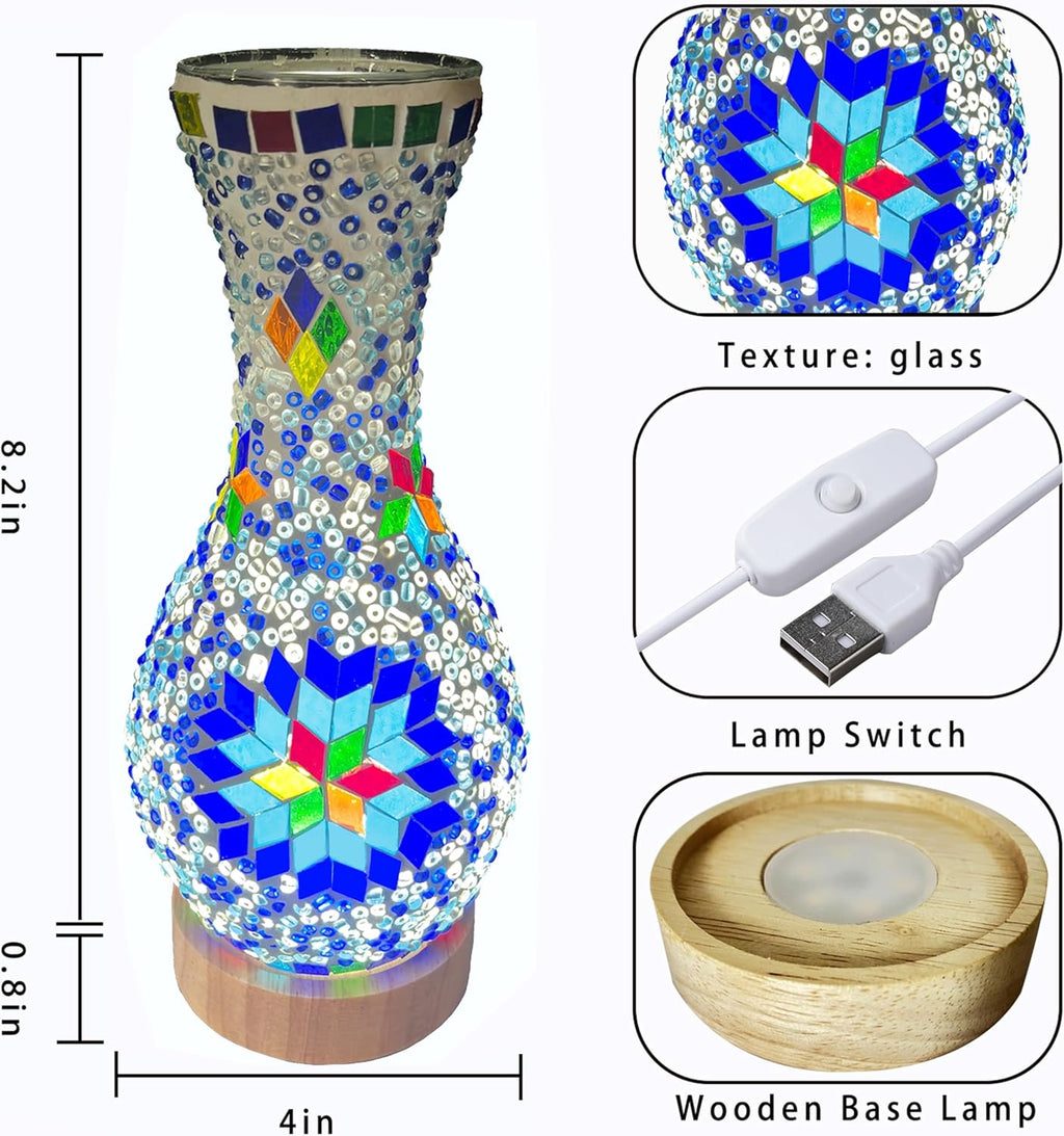 USB Farmhouse Blue Table Lamp - View 4