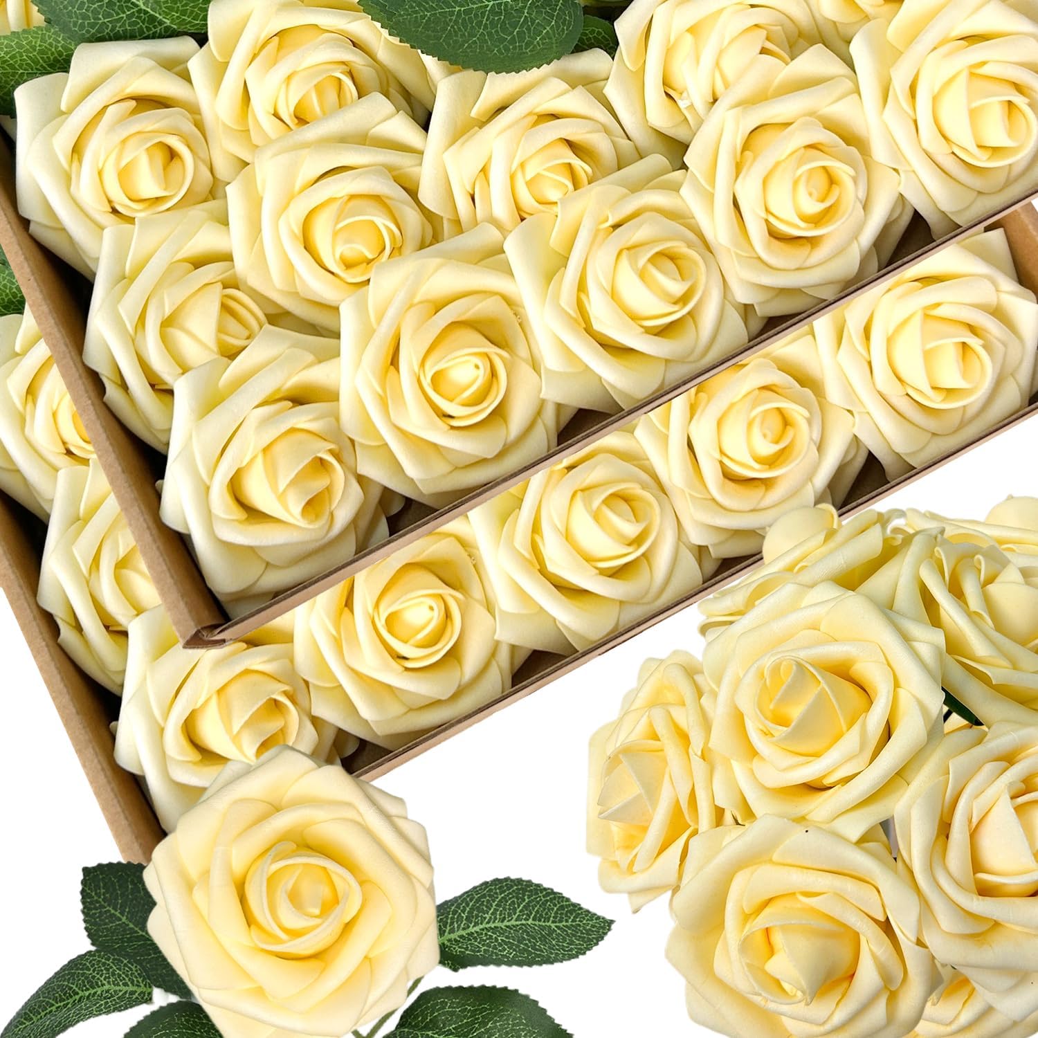 Beige Artificial Flowers — Creamy Yellow