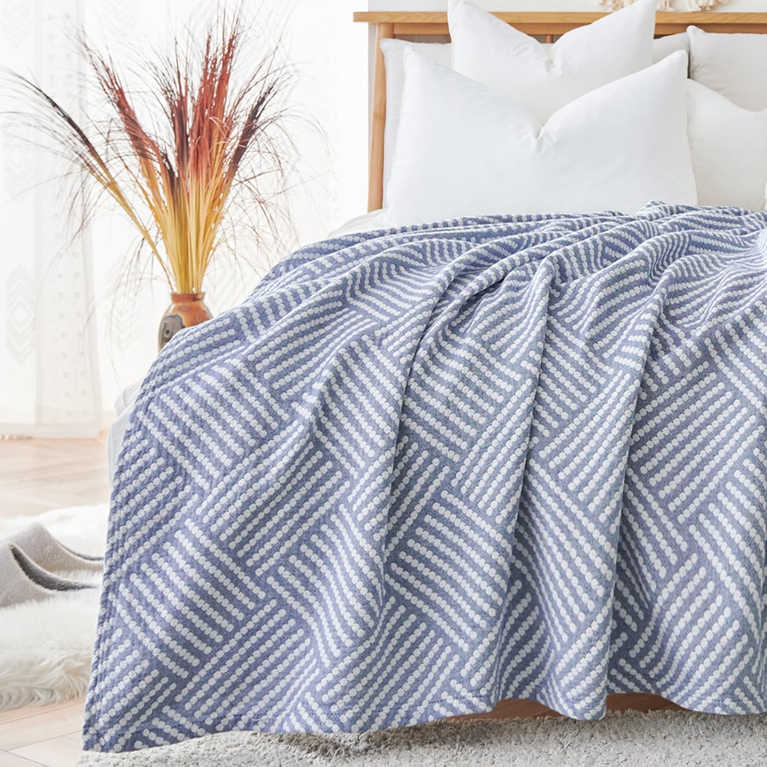 Boho Blue Throw Pillow — 50" — 50"x60"