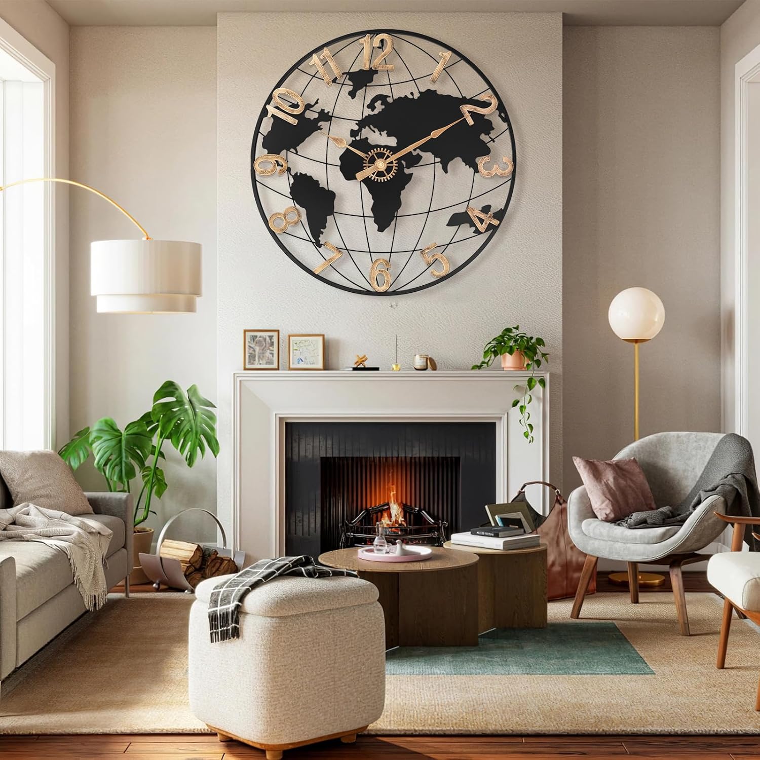 Vintage Luxe Black Wall Clock — 24" - View 5