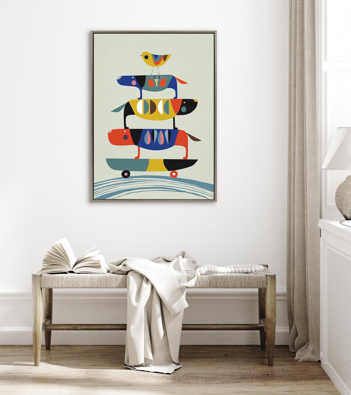 Framed Mid-Century Beige Canvas Wall Art — 41.5" - View 3