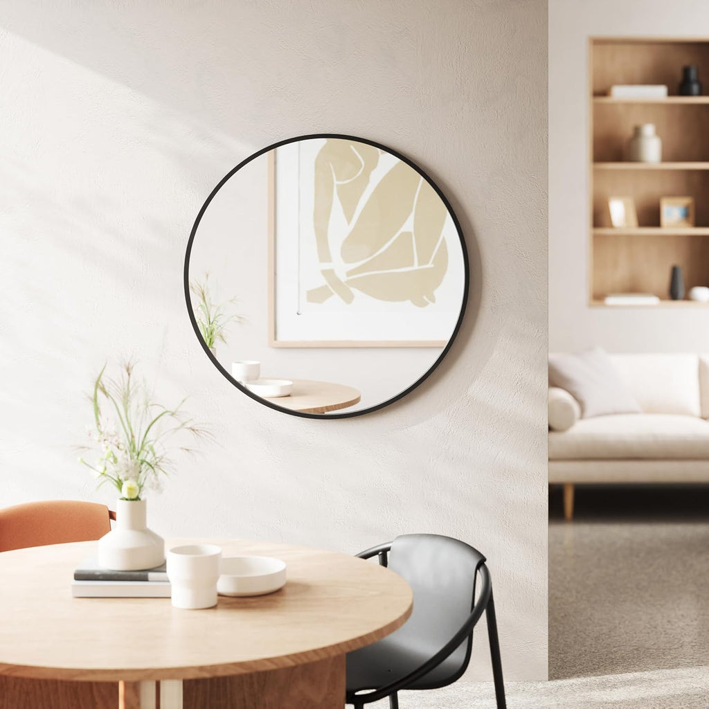 Round Modern Beige Wall Mirror — 37" - View 10