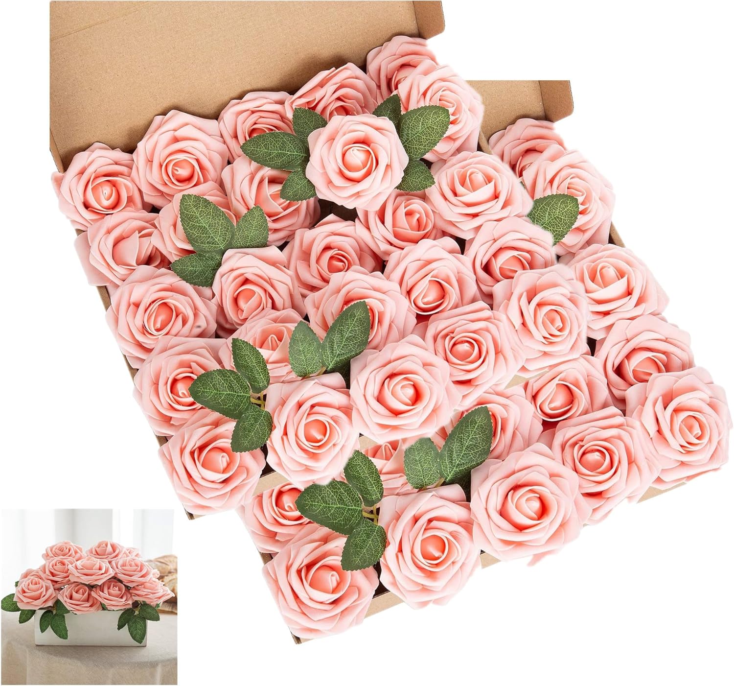 Black Artificial Plant — 50pcs Peach Pink