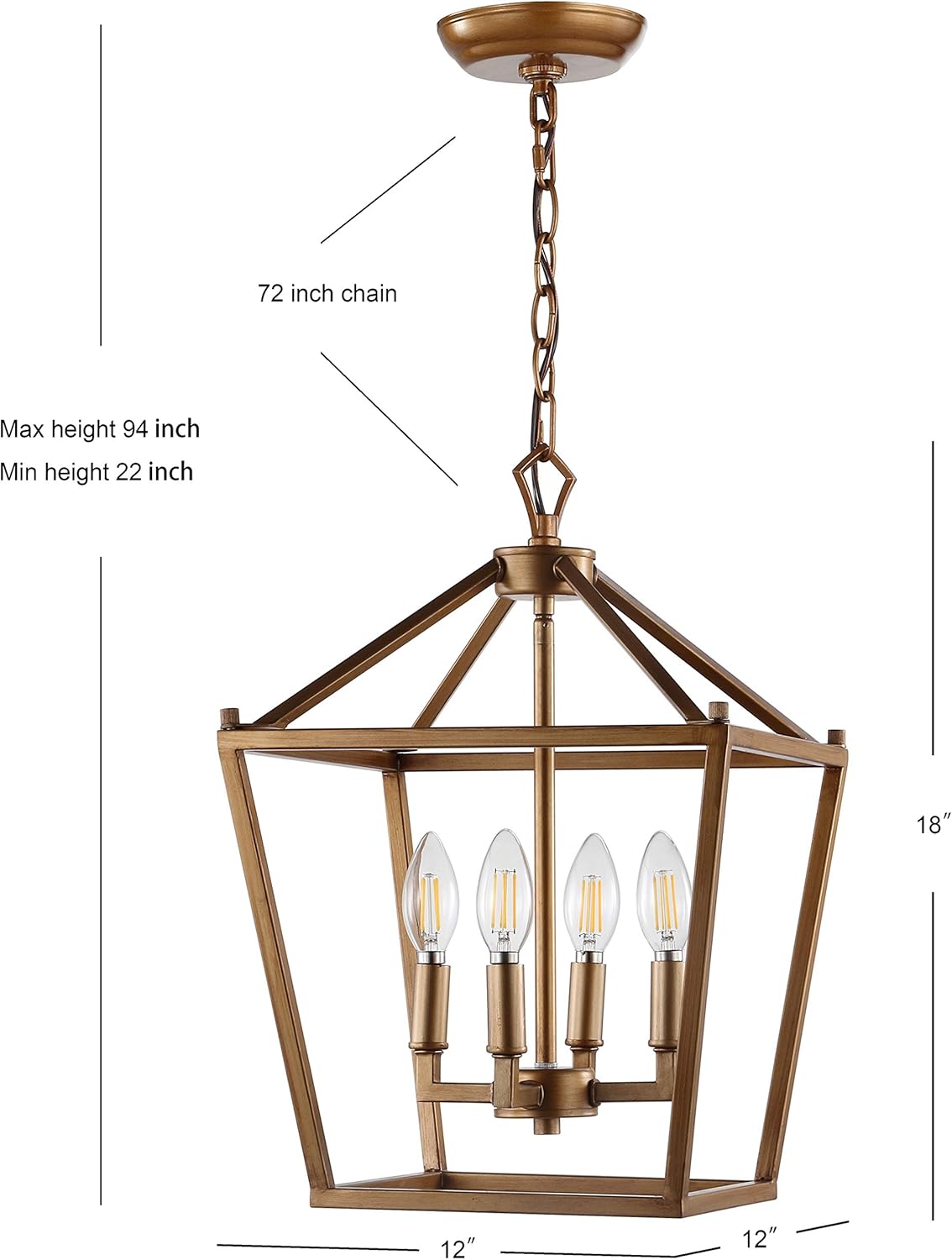 Antique Farmhouse Gold LED Bulb — 4-Light - View 5