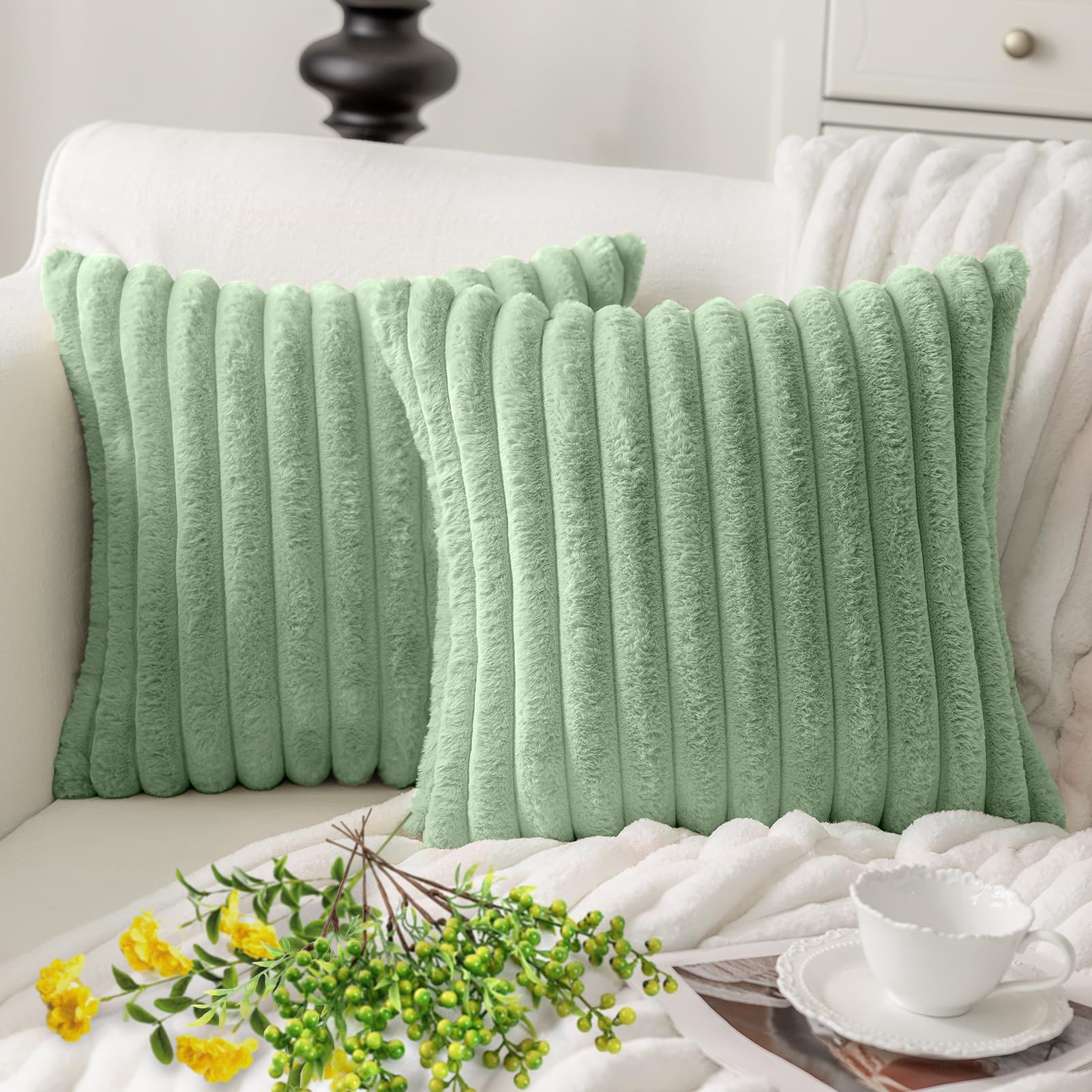 Modern Beige Throw Pillow Cover — 18"