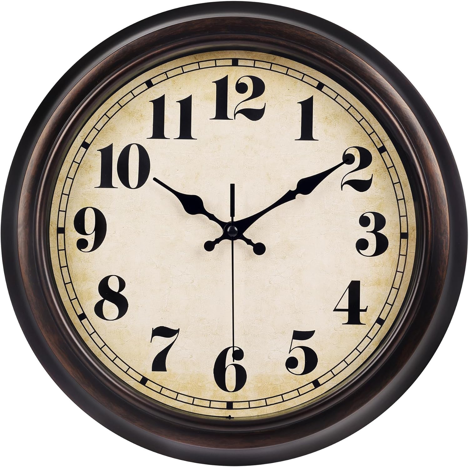 Vintage Black Wall Clock — 13 Retro Red Brown