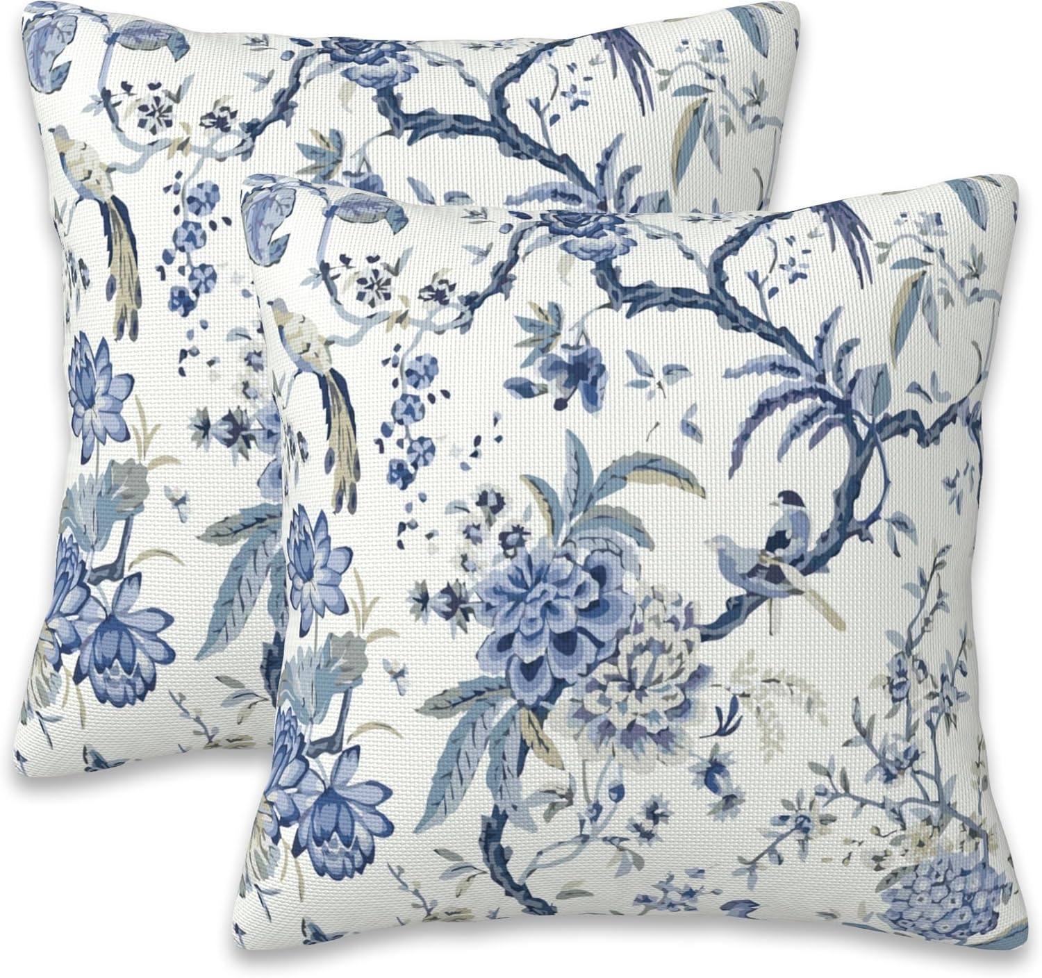 Boho Blue Throw Pillow Cover — 20" — Chinoiserie