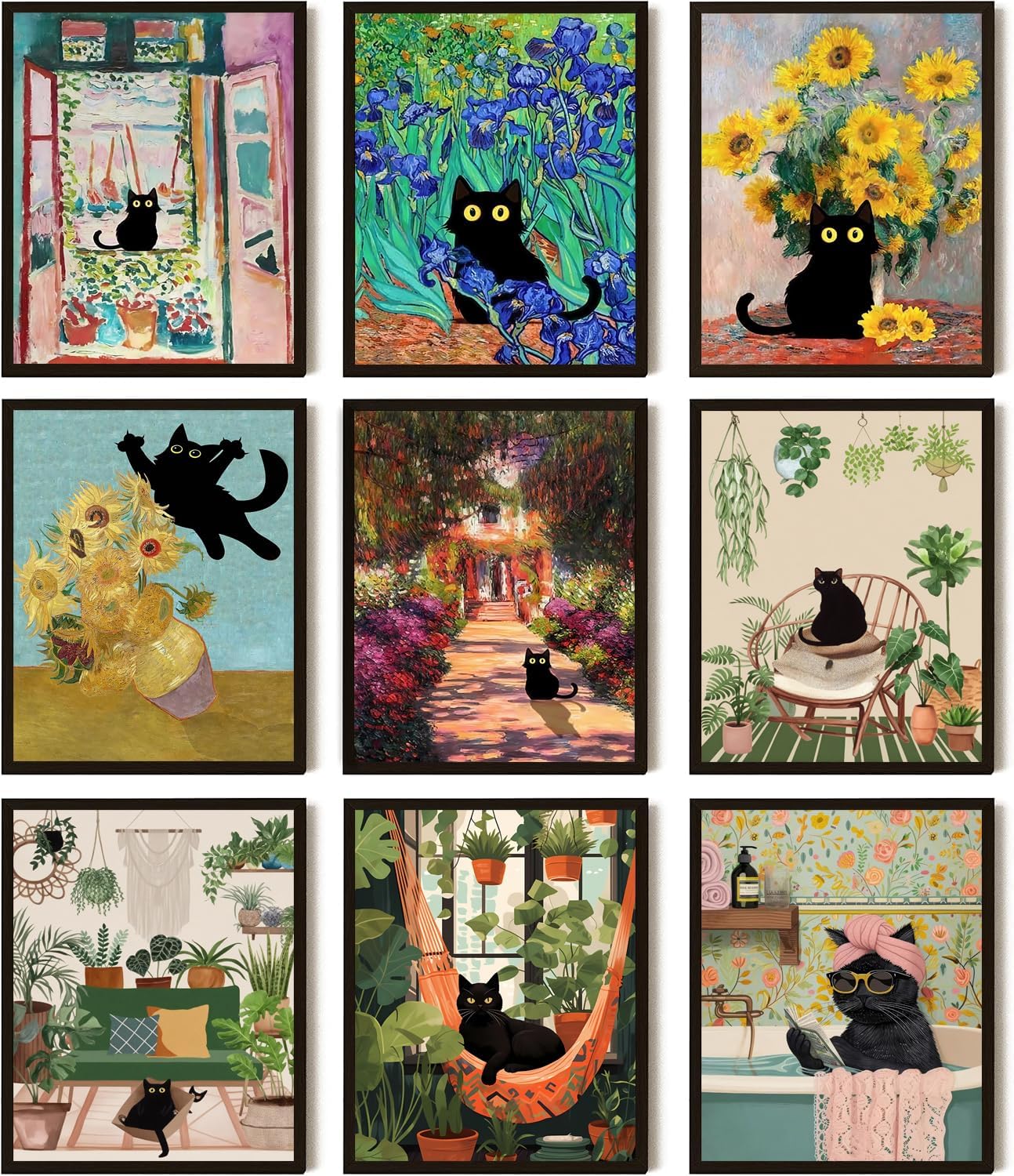 Unframed Farmhouse Black Wall Decor — 10" — Black Cat