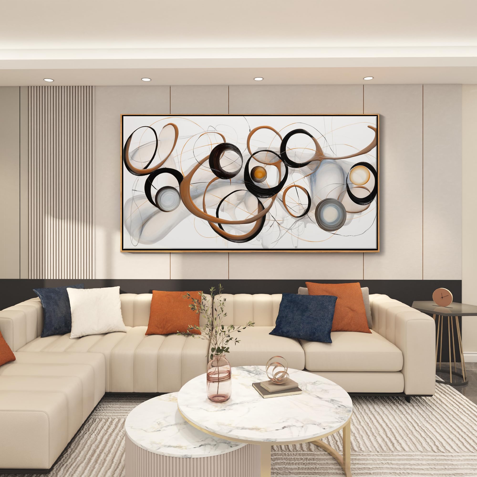 Framed Modern Black Canvas Wall Art — 48"