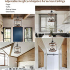 Farmhouse Black Chandelier — 4-Light - View 9