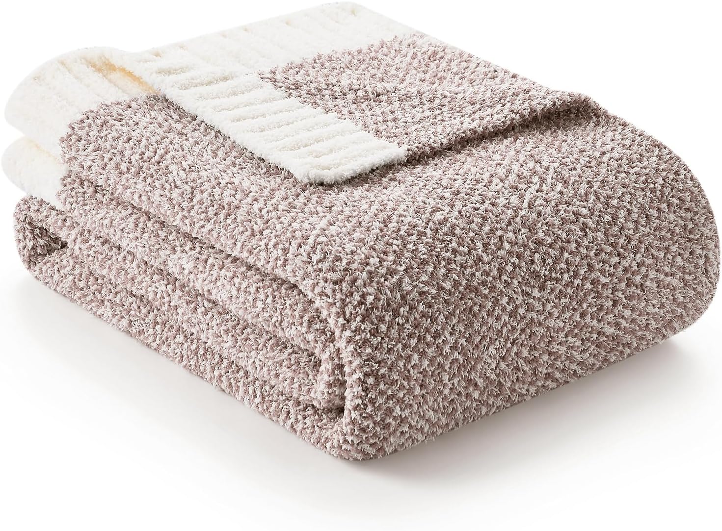 Knit Beige Throw Pillow — 50" — Heather Taupe