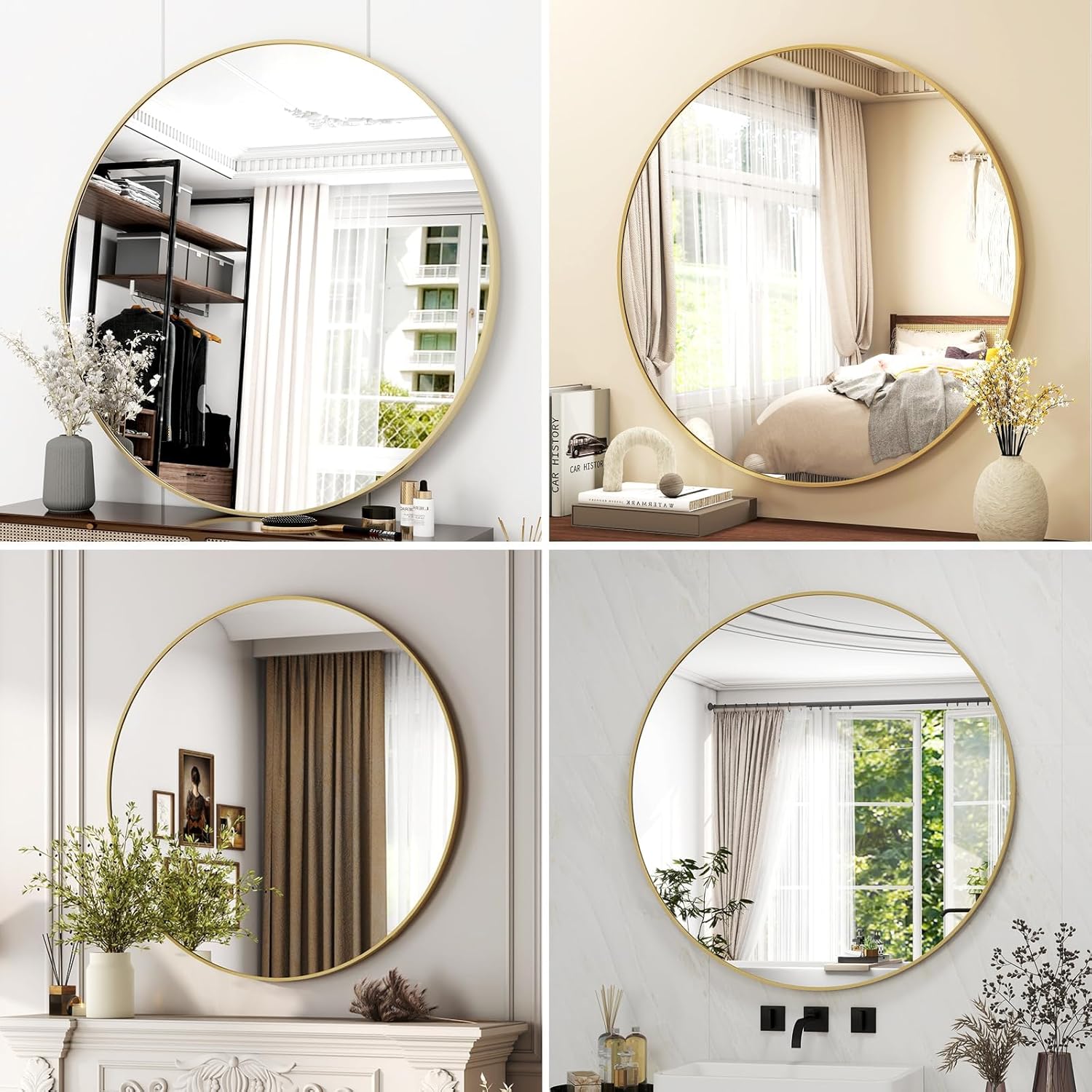 Round Luxe Black Wall Mirror — 32" - View 6