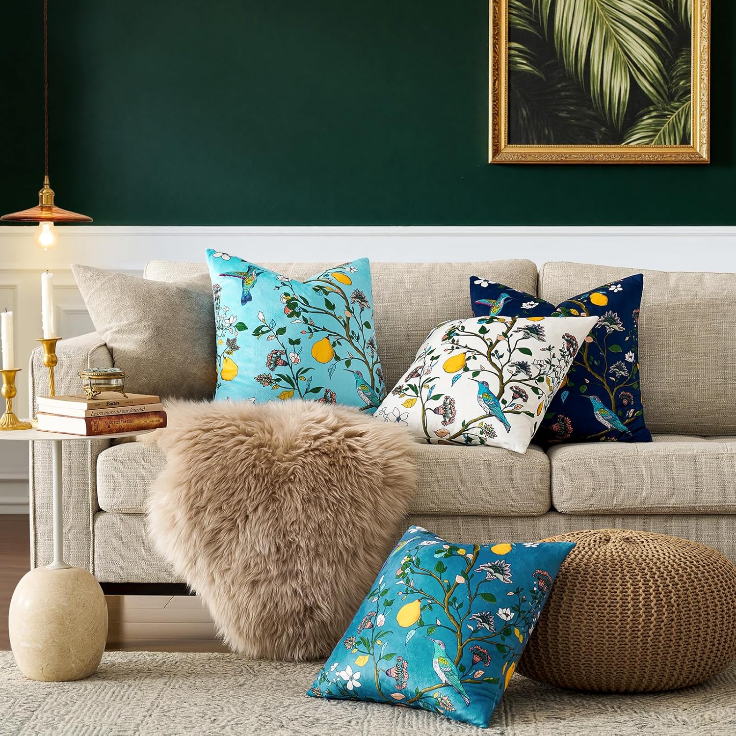 Velvet Boho Beige Pillow Cover — 20" - View 5