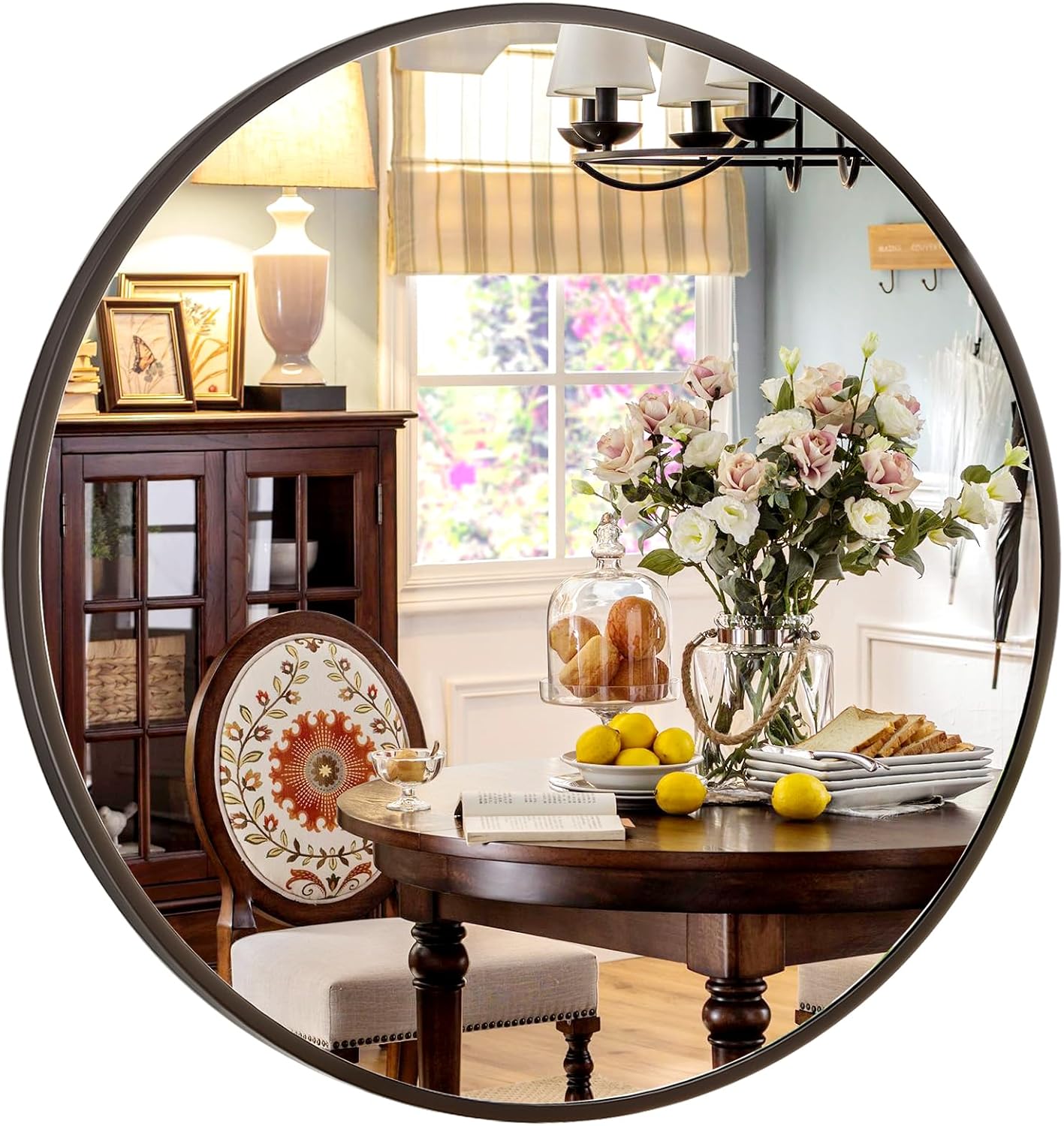 Round Modern Black Wall Mirror — 30" - View 2