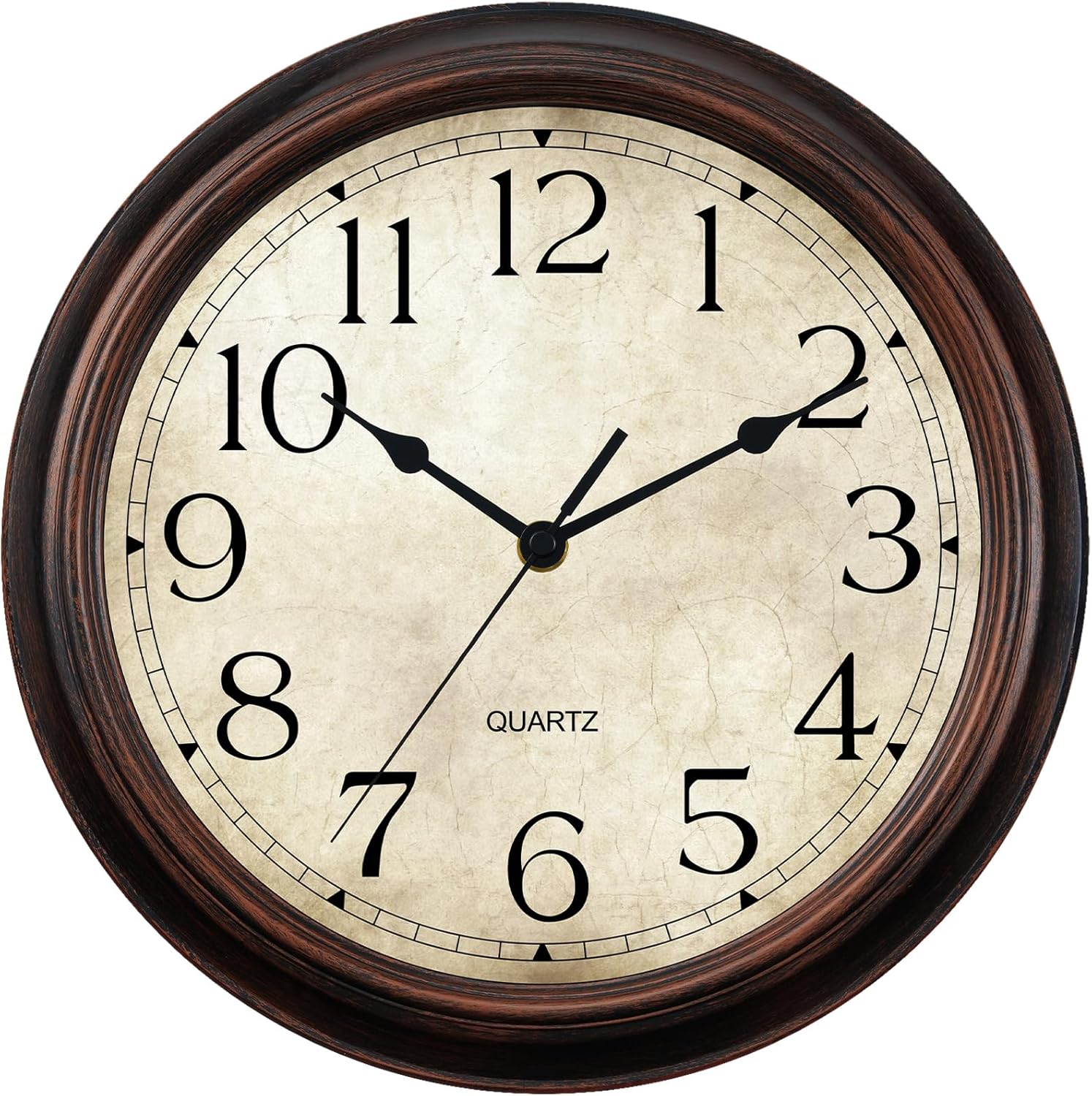 Battery Operated Farmhouse Gold Wall Clock — 12" — C_light Bronze