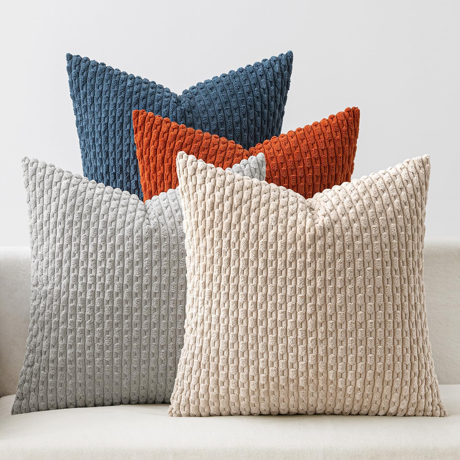 Boho Beige Throw Pillow Cover — 18" — 18" x 18" (Pack of 4)