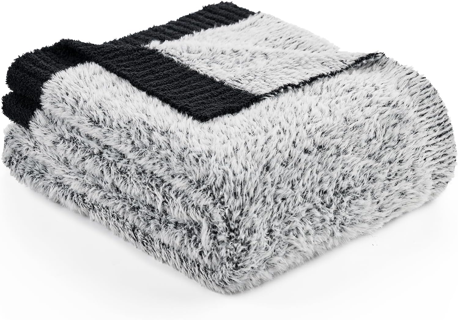 Knit Beige Throw Pillow — 50" — Variegated Black