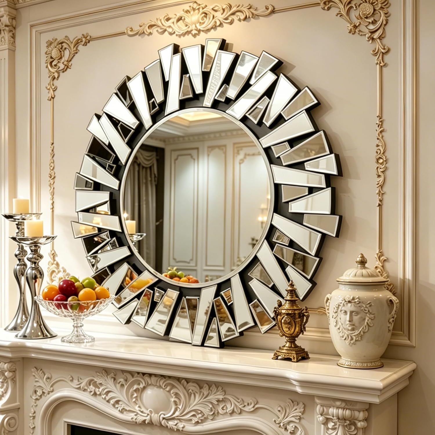 Round Glass Wall Mirror — 40" — 40"L x 40"W