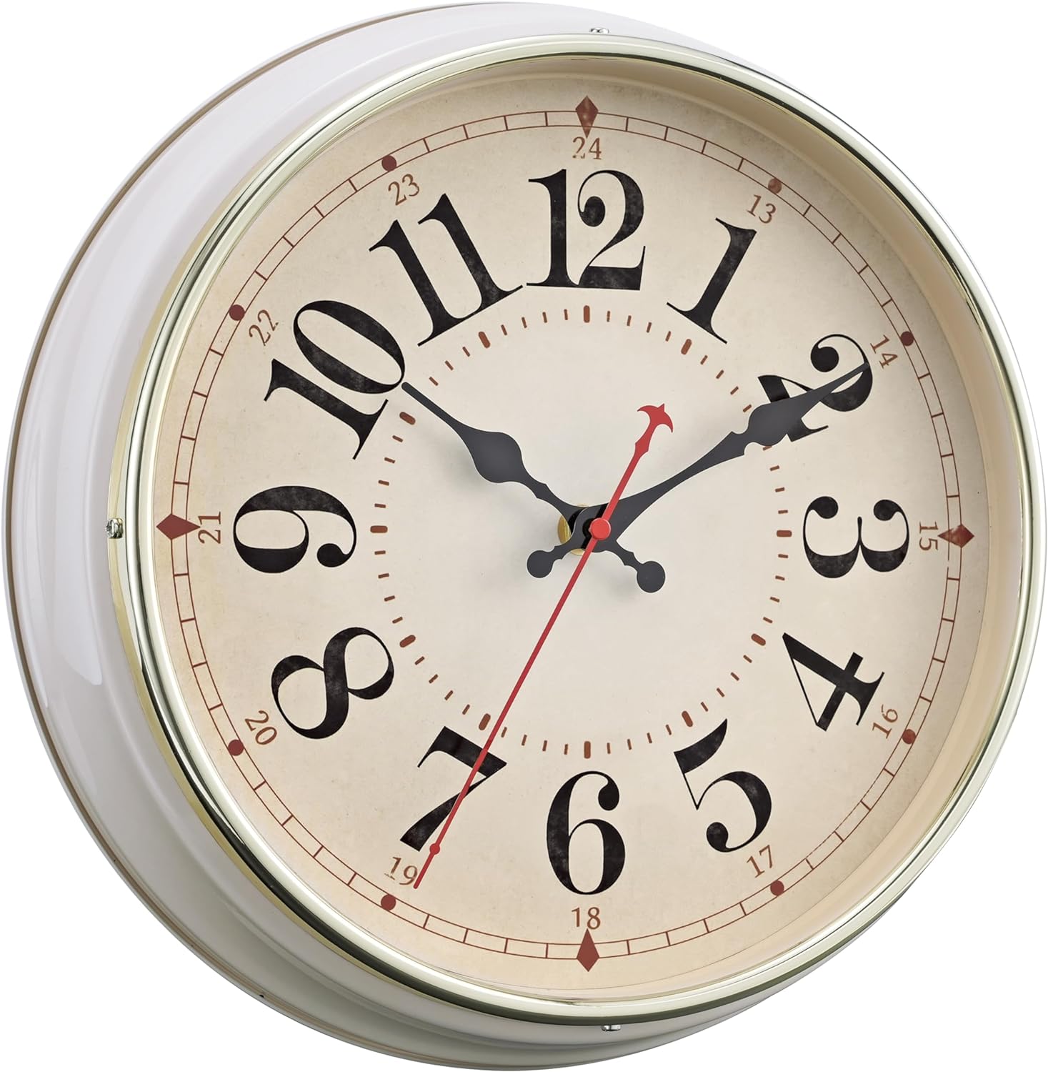 Vintage Mid-Century Beige Wall Clock — 12.4" — Beige