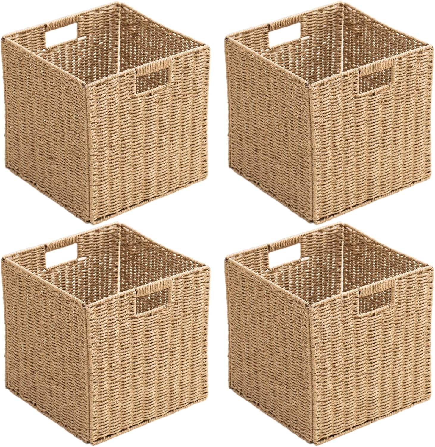 Handwoven Boho Beige Storage Basket — 13" — Natural