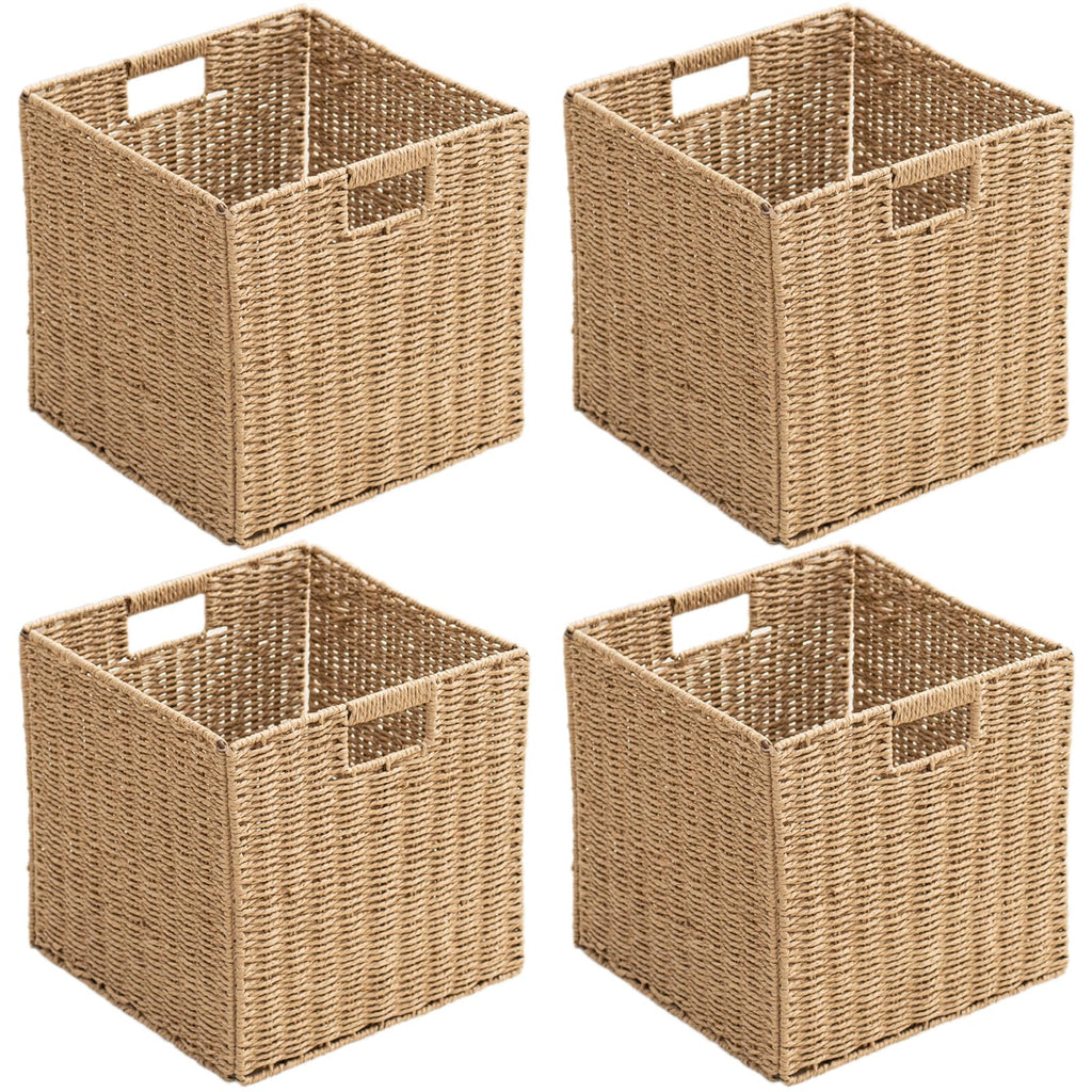 Handwoven Boho Beige Storage Basket — 13"