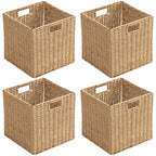 Handwoven Boho Beige Storage Basket — 13"