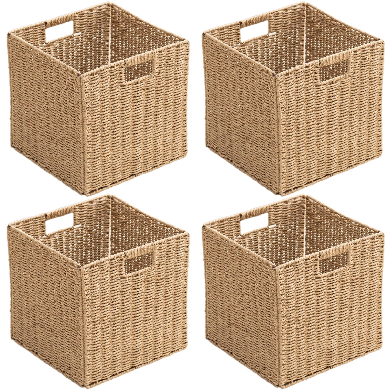 Handwoven Boho Beige Storage Basket — 13"