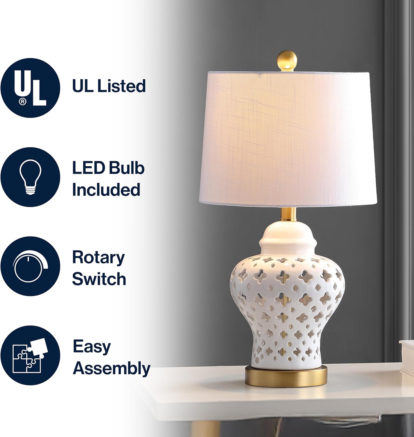 Linen Luxe Ceramic Table Lamp — 20.5" - View 3