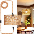 Boho Rattan Ceiling Light — 6" — 12.6 Inch-Barrel Shade