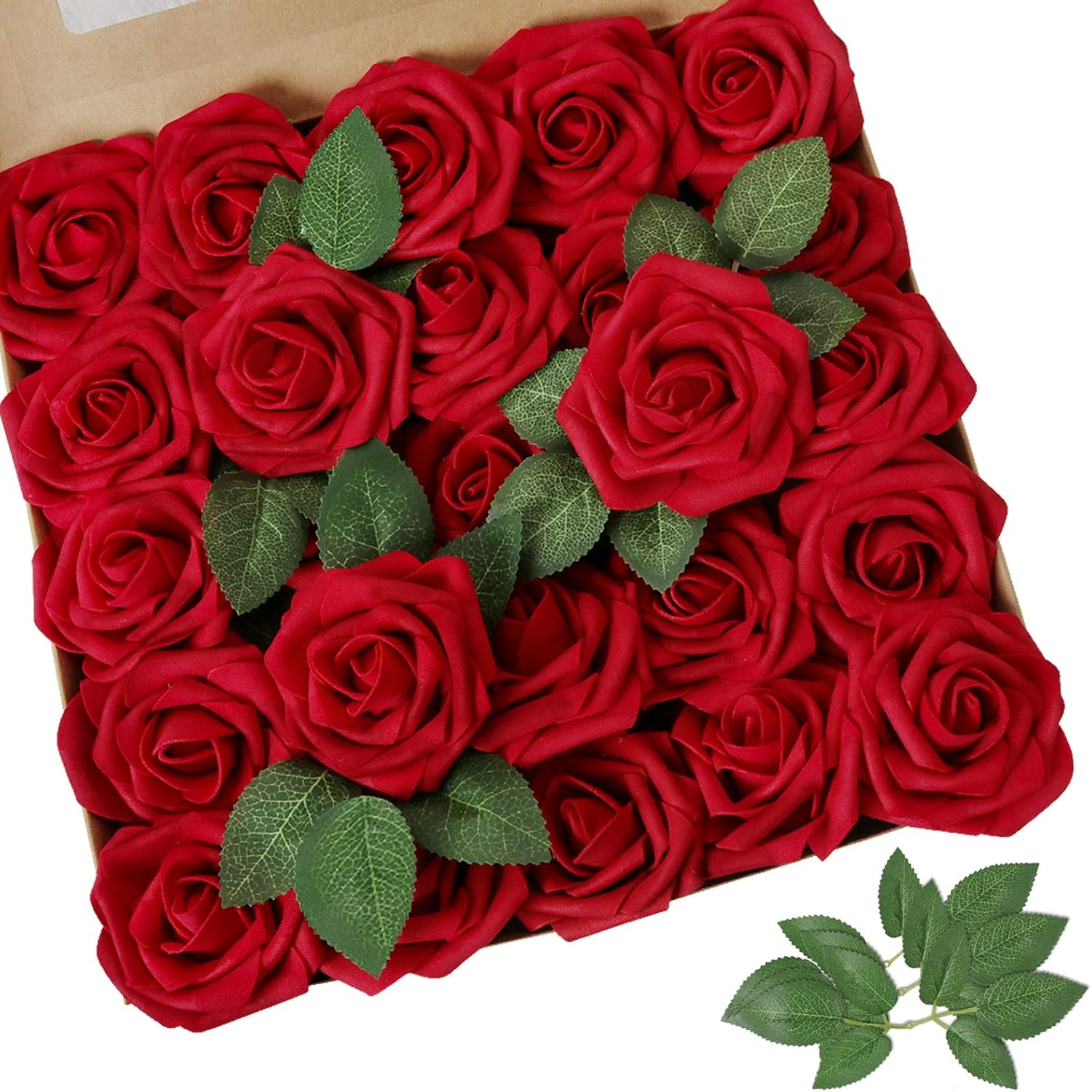 Beige Artificial Flowers — Dark Red