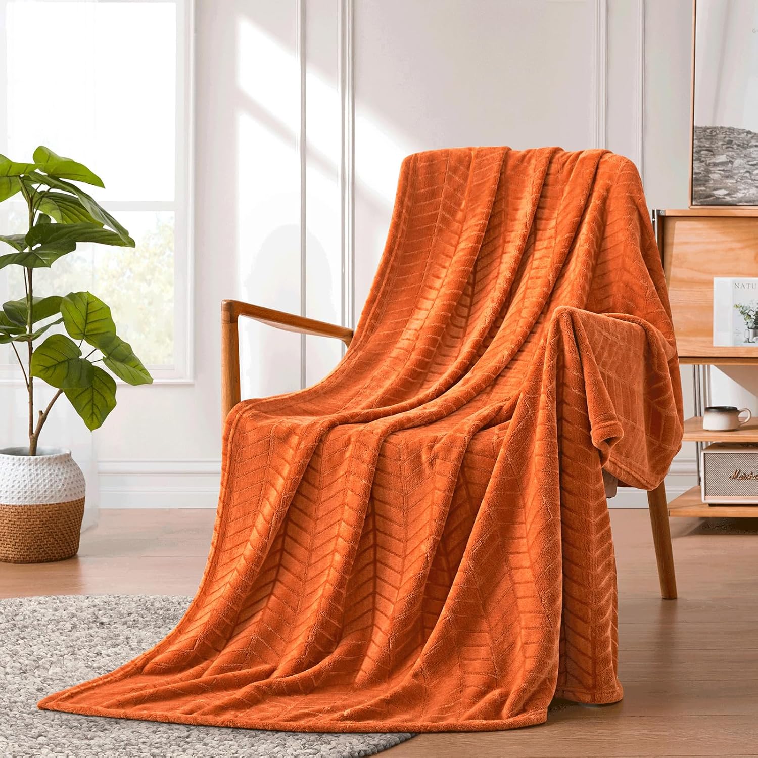 Brown Throw Pillow — 50" — Chevron-burnt Orange