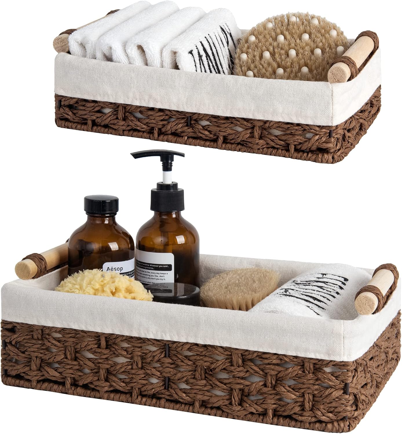 Beige Storage Basket — Set of 2 — Brown