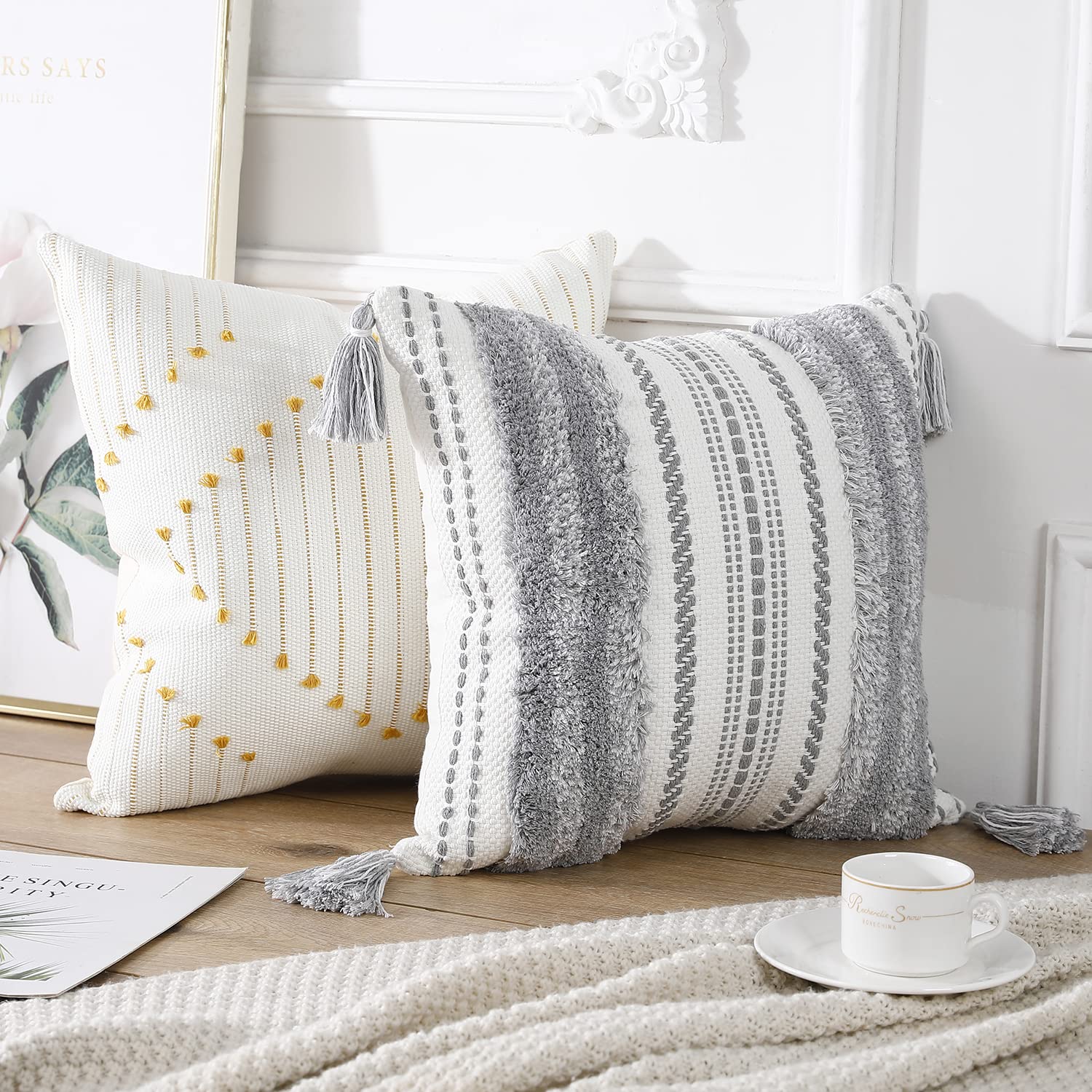 Boho Fabric Throw Pillow Cover — 18"