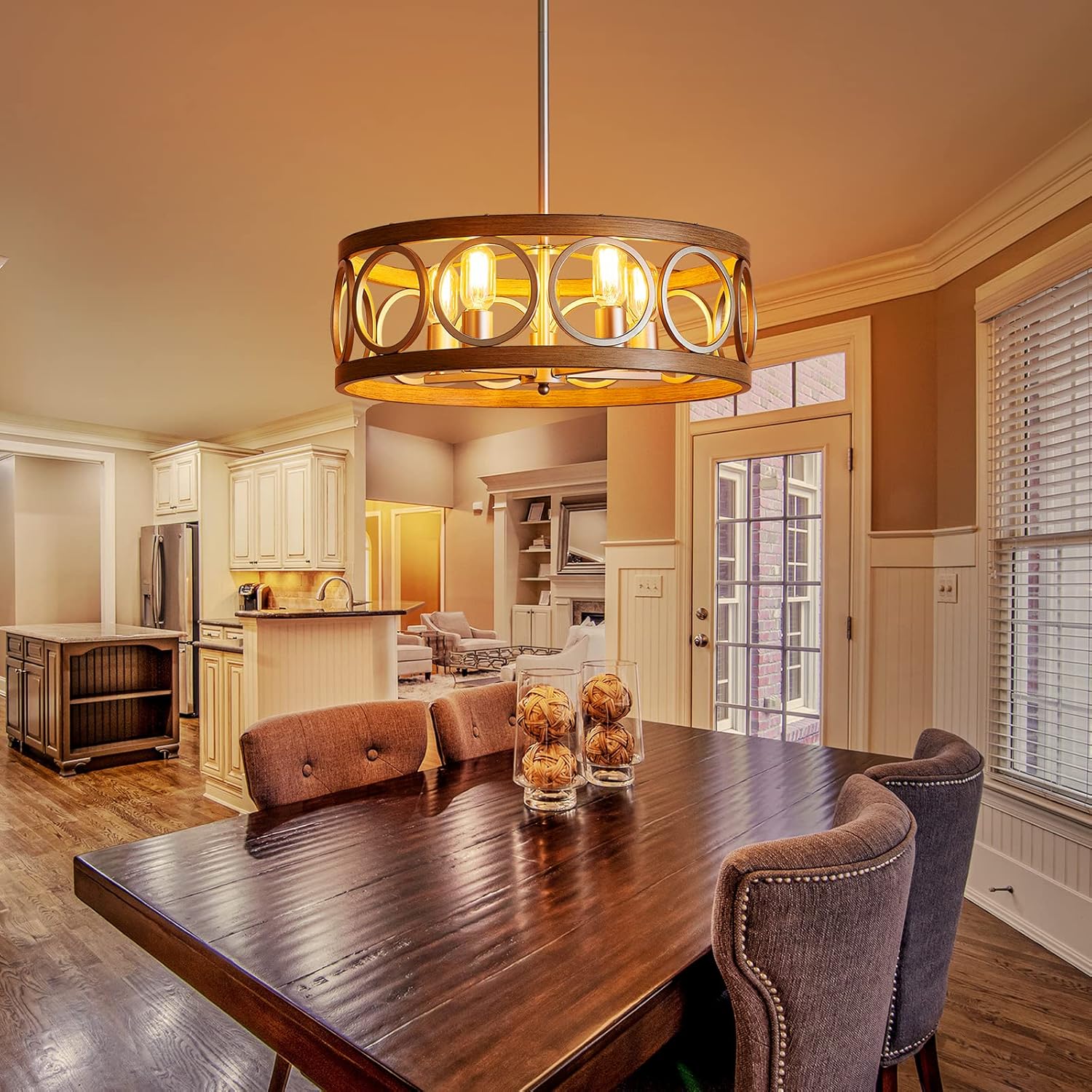 Round Farmhouse Black Chandelier — 5-Light - View 7