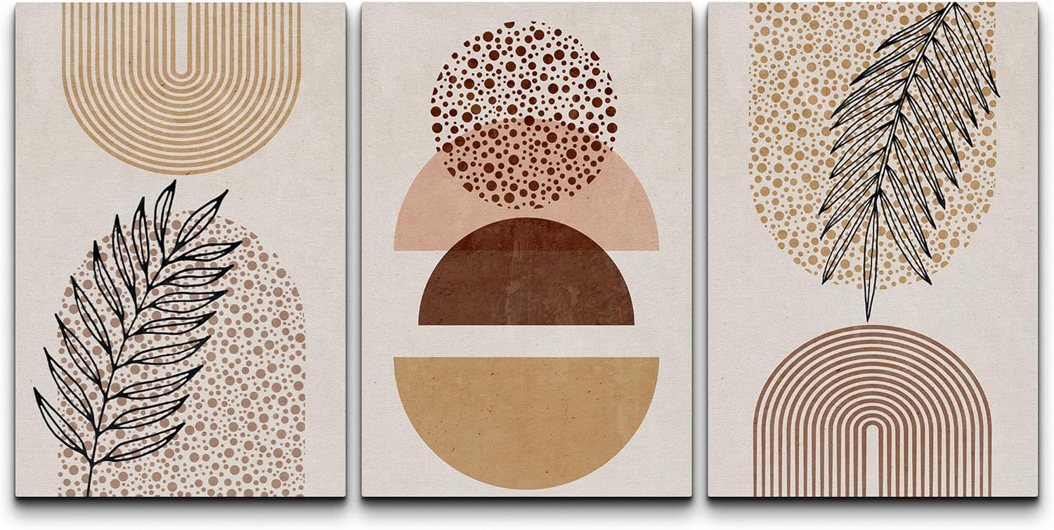 Mid-Century Framed Wall Art — 24" — 24" x 16" x 3 Panels