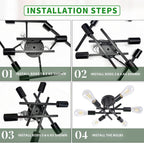 Farmhouse Black Chandelier — 6-Light - View 3