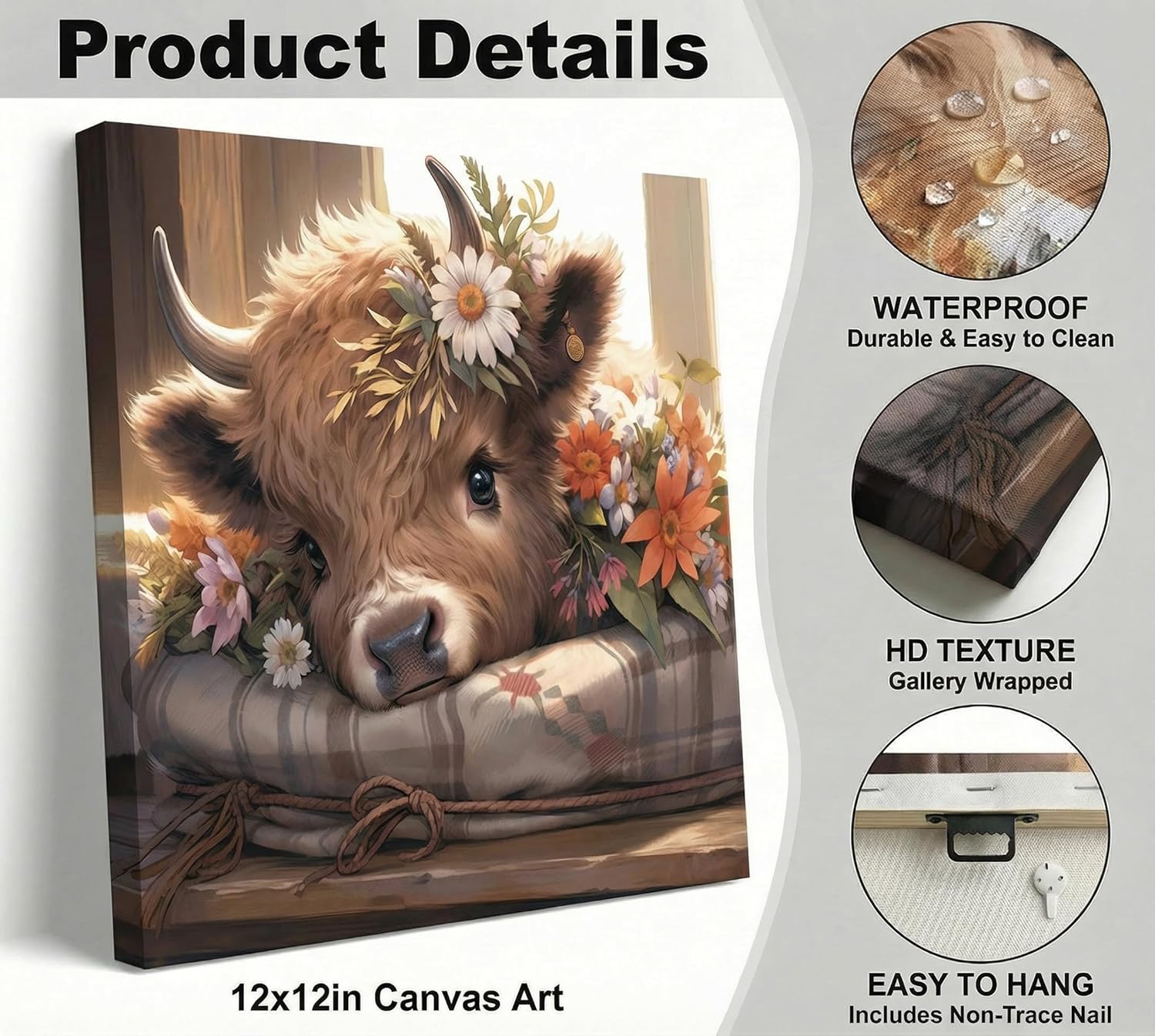 Farmhouse Fabric Canvas Wall Art — 12x12 - View 2