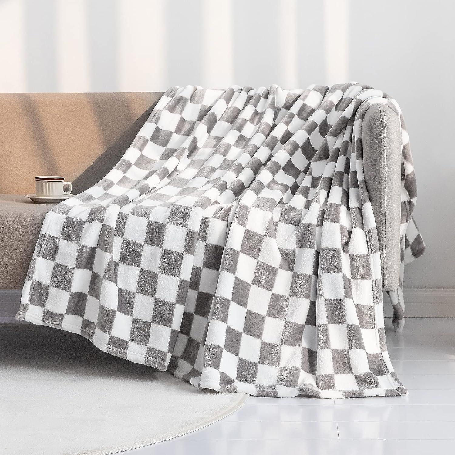 Beige Throw Pillow — 50" — Grey