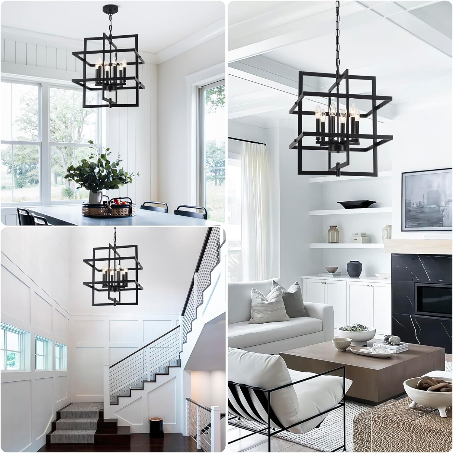 Farmhouse Black Chandelier — 6-Light - View 4