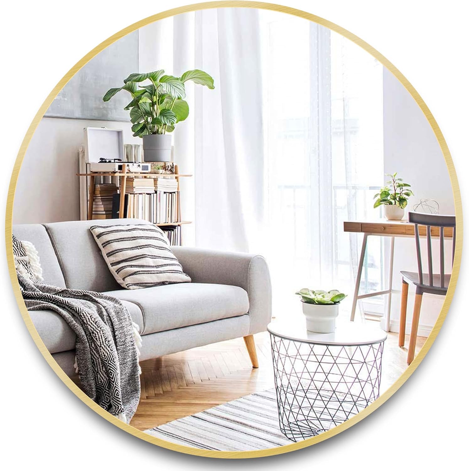 Round Luxe Black Wall Mirror — 12" — 36"L x 36"W