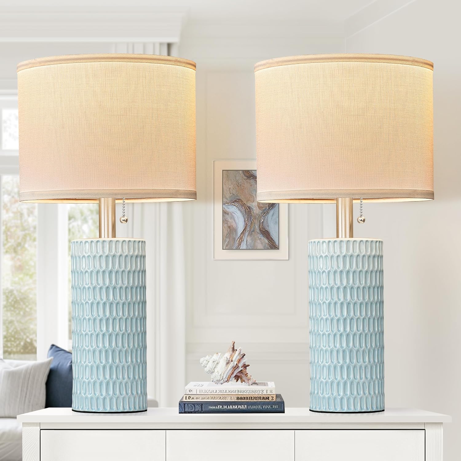 Modern Blue Table Lamp — 20" — Sky Blue