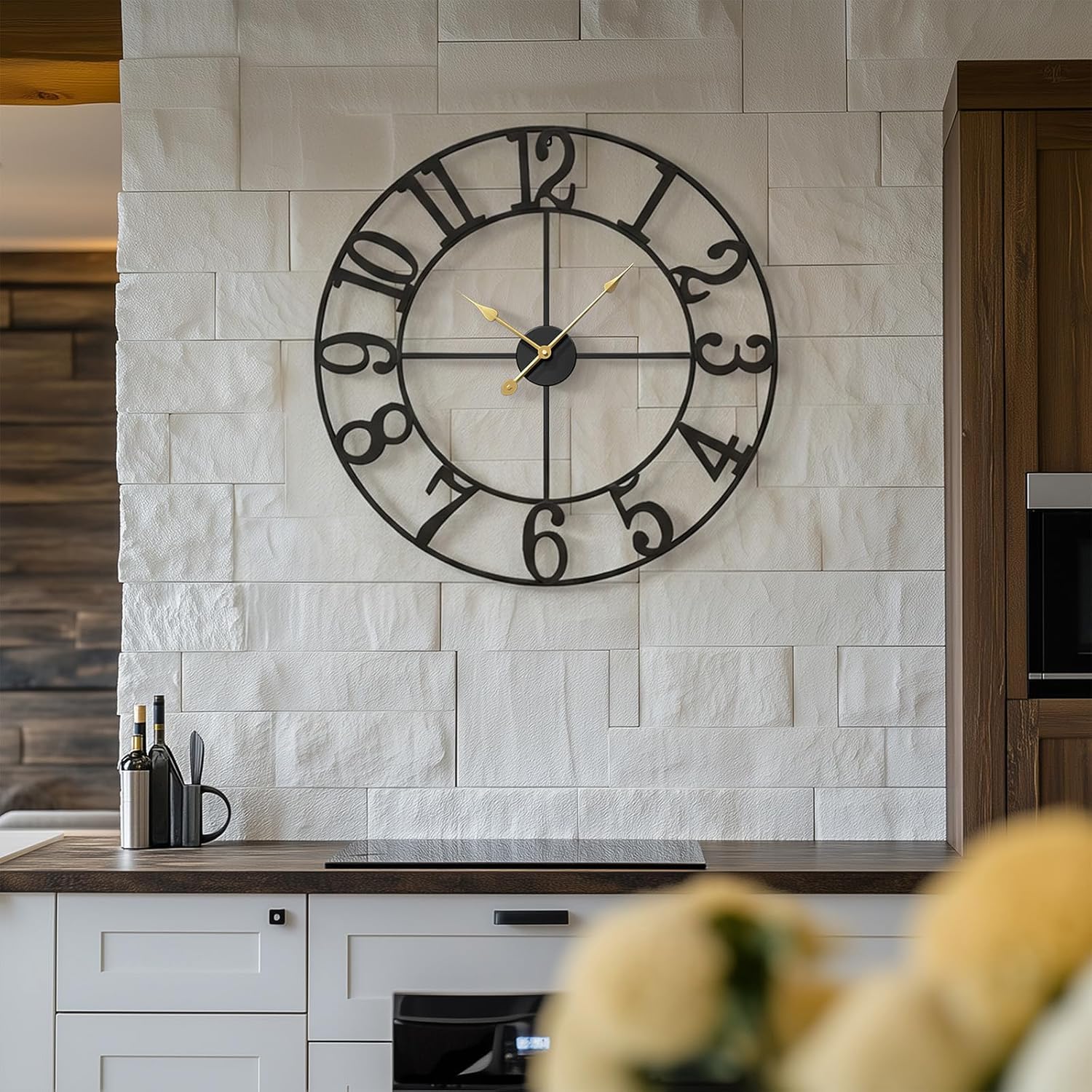 Battery-Operated Modern Black Wall Clock — 30" - View 3