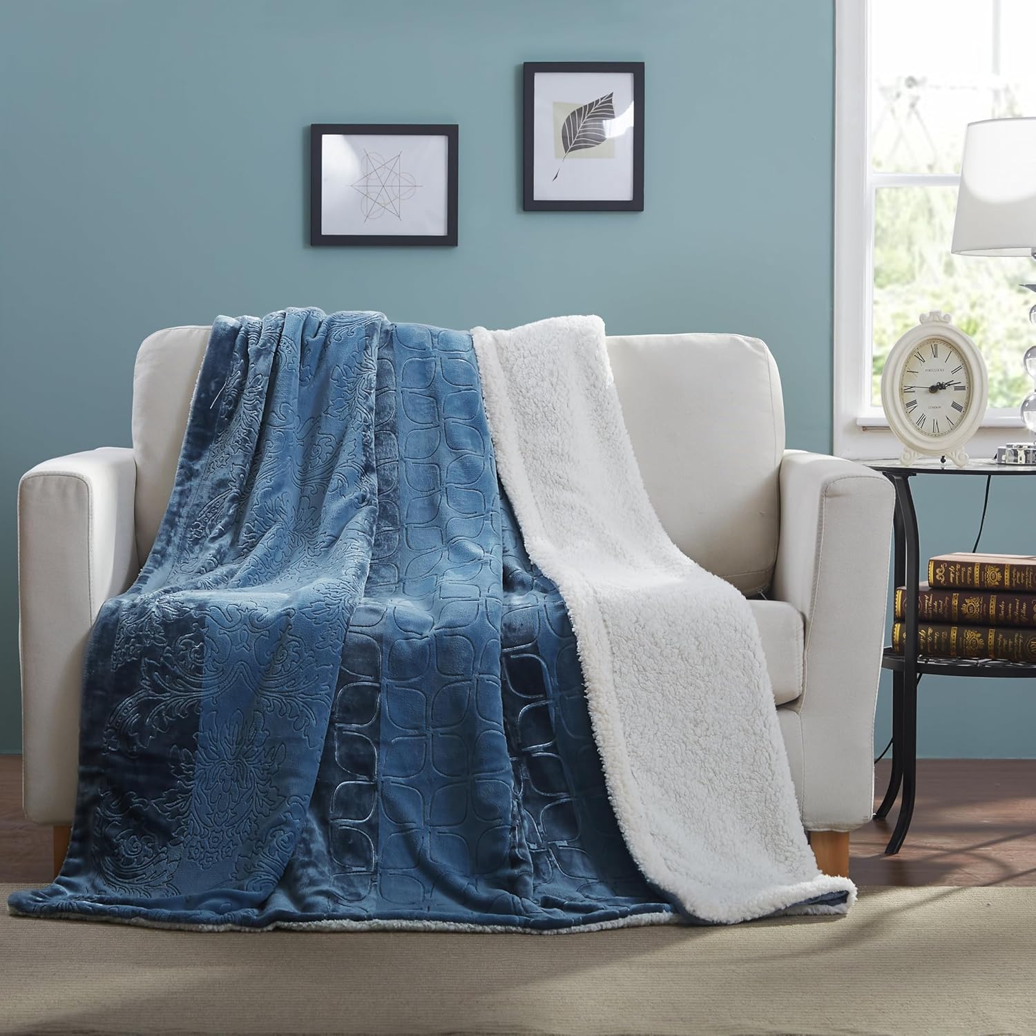 Luxe Blue Throw Pillow — 60" - View 9